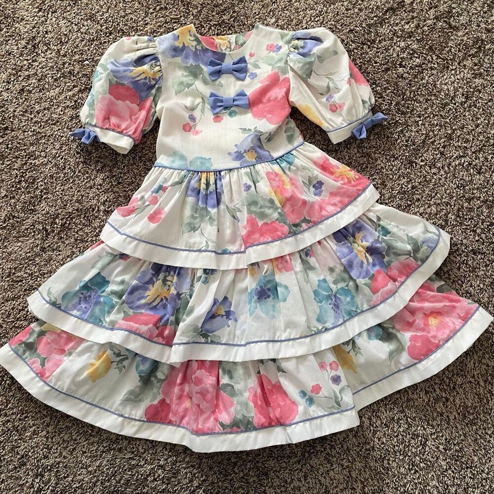 Vintage MiniWorld tiered girls dress 6X
